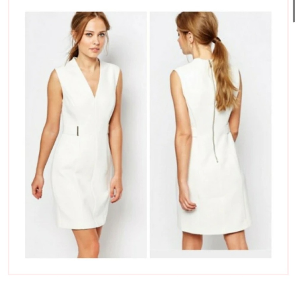 TED BAKER DIONNE WINTER WHITE SLEEVELESS SHEATH DRESS SZ 8